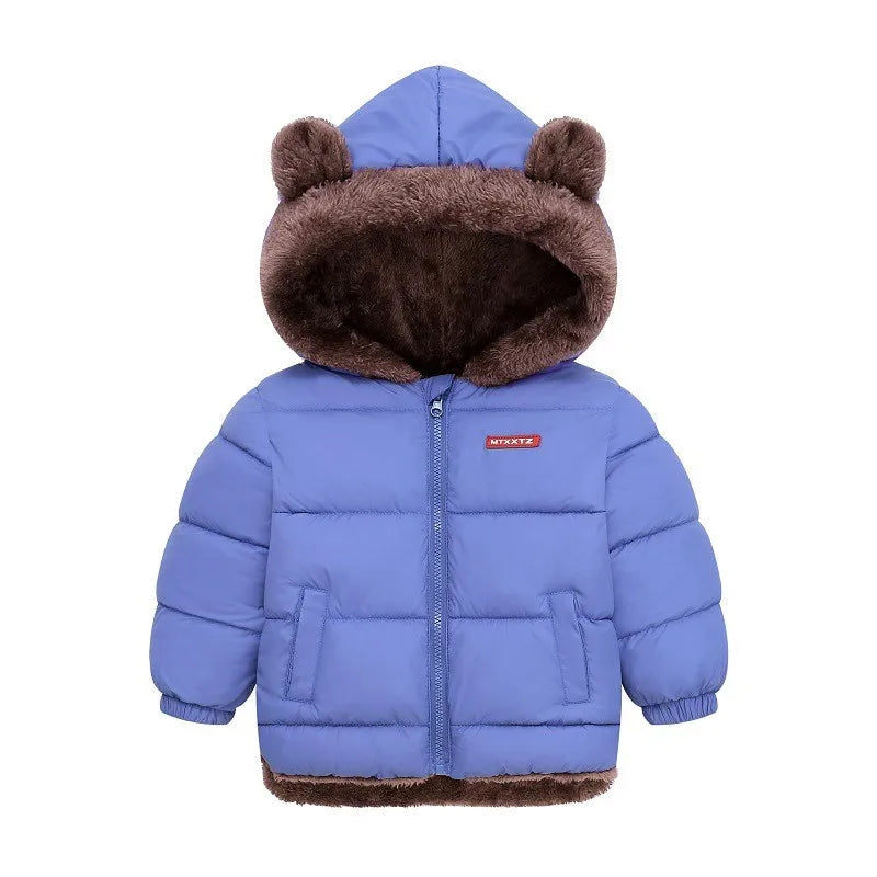 Winter Kids Thick Jacket Boys Girls Cotton-Padded Cashmere Hooded Coat Chilren Fleece Warm Outerwear Clothing for 2 3 4 5 6Years