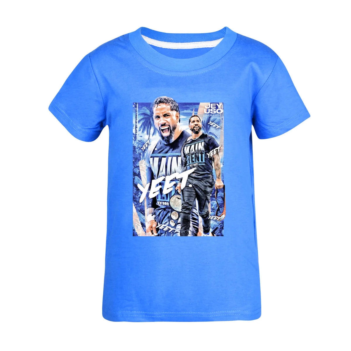 kids T-shirts  Summer Wrestler Jey Uso Short Sleeve Clothes Cartoon Tshirt The Rise of Red Costume Children Birthday Tops3952
