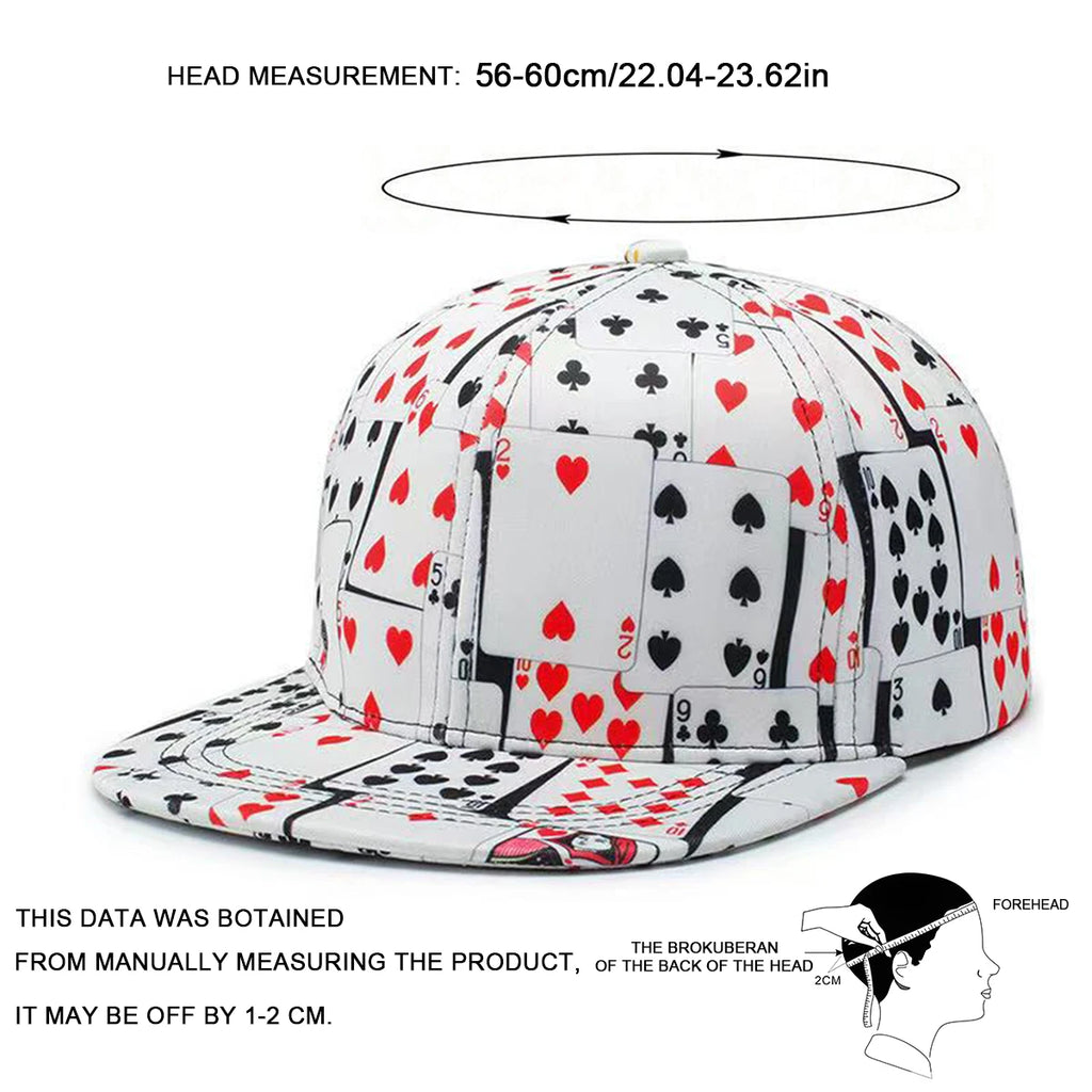 Unisex Poker Card Printed Hip-hop Hats Spring Autumn Outdoor Adjustable Casual Baseball Caps Sunscreen Hat Sports Cap