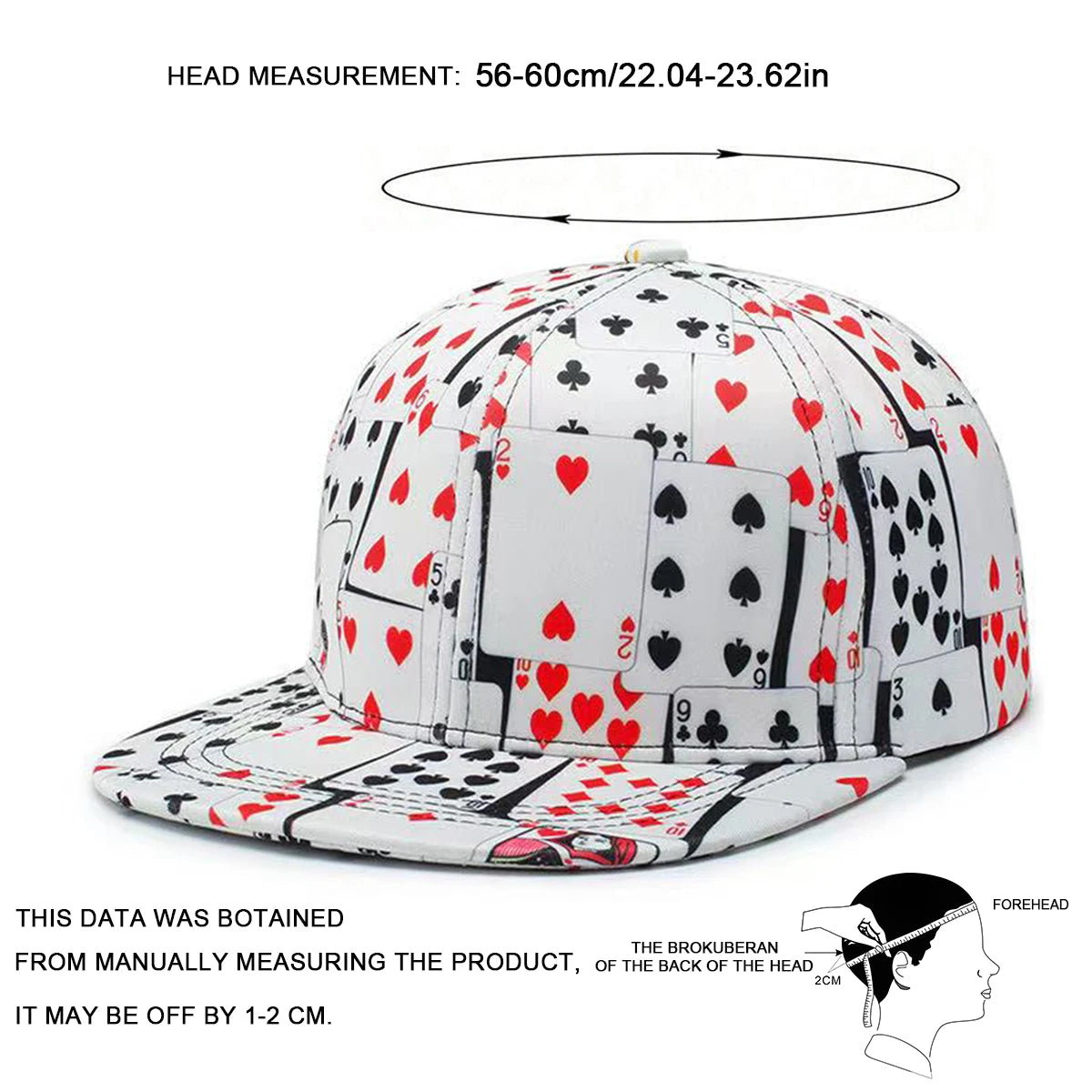 Unisex Poker Card Printed Hip-hop Hats Spring Autumn Outdoor Adjustable Casual Baseball Caps Sunscreen Hat Sports Cap