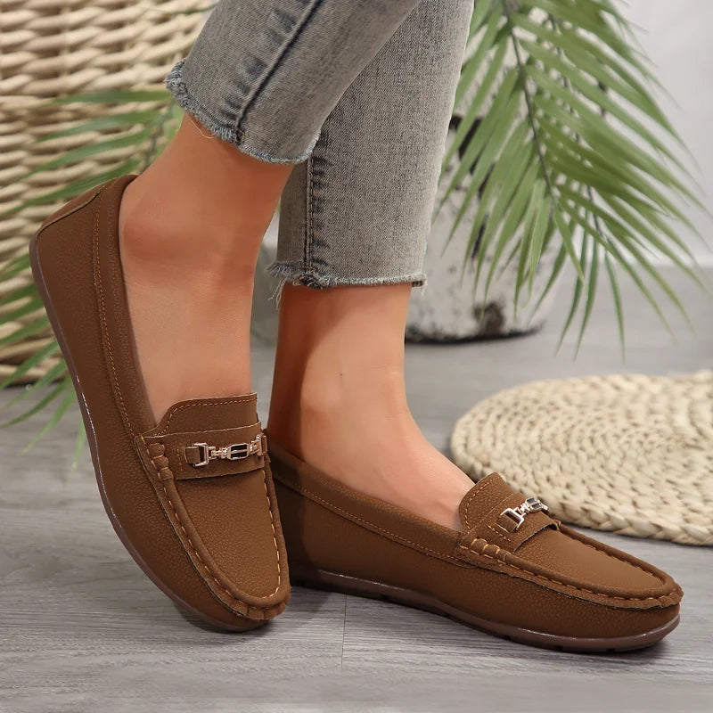 Women Shoes Nurse Loafers Shoes Classics Flats Zapatos Mujer Comfortable Flat Shoes Women Golden Casual Leather Women's Footwear