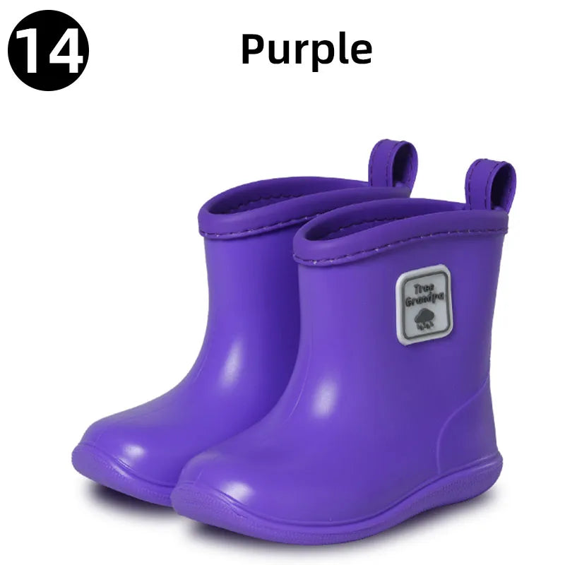 Toddler Rain Boots Baby Kids Easy-on Rubber Rain shoes Children Waterproof Shoes for Boys Girls Soft Toddler Rubber Shoes