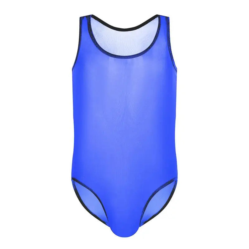 Sexy Mesh Sheer Onesies for Adults - Men Lounge Sleepwear Sissy Rompers Men Jumpsuit Sexy Sleeveless One-piece Pajamas Underwear