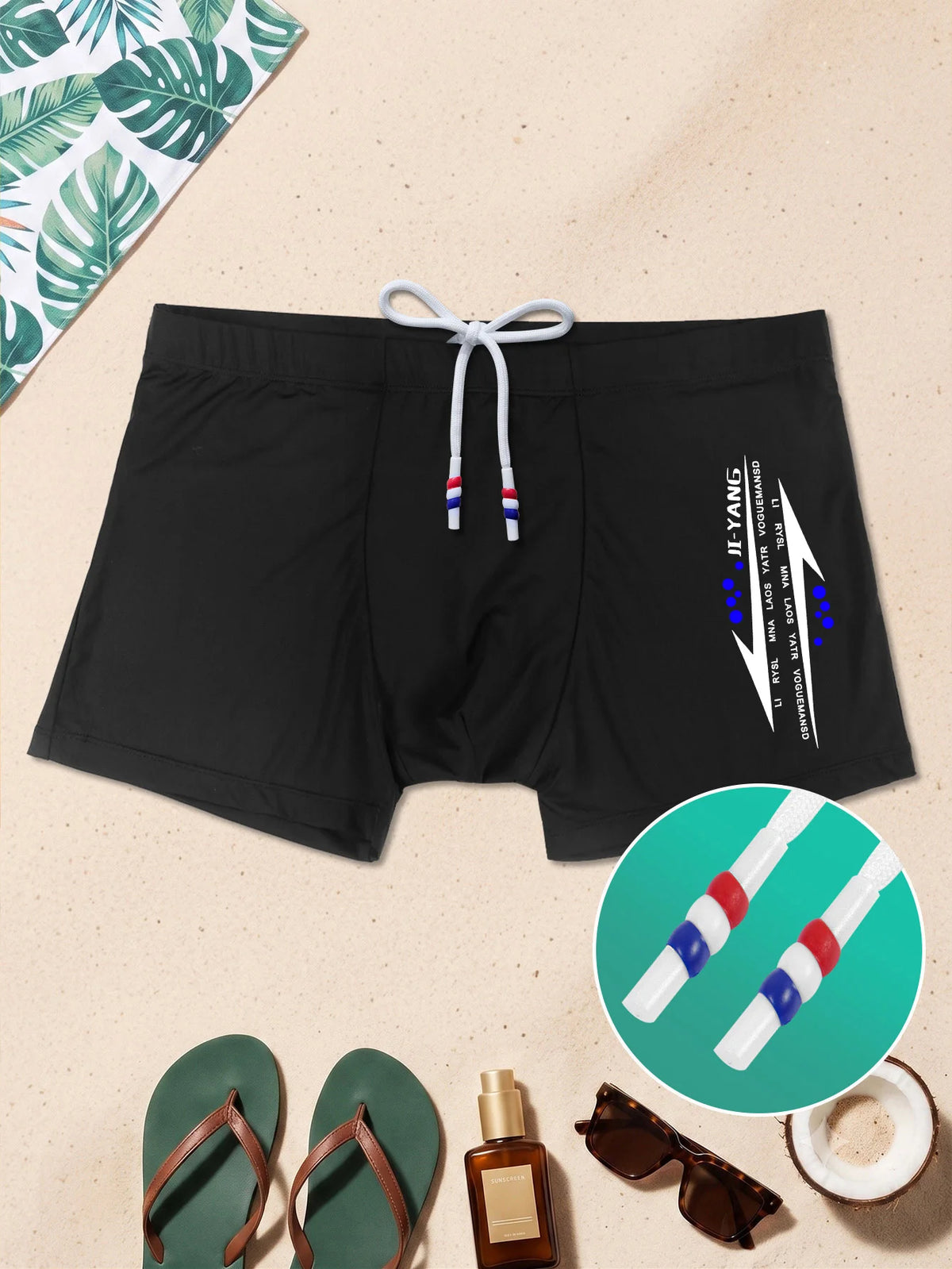 Men's Swim Shorts in Energetic Sporty Prints, Quick-Dry Comfort Wear, Ideal for Beach Days and Active Gym Use
