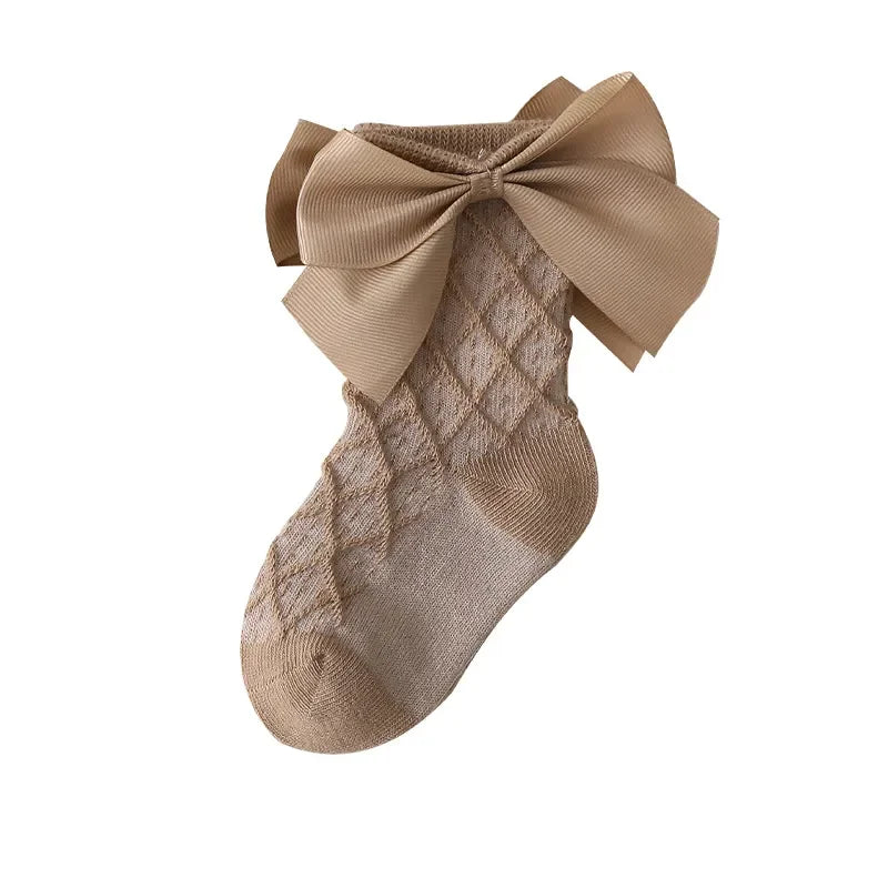 0-6Years Kids Sock For Girls Solid Big Bow Cotton Fashion Soft Princess Children Girl Socks High Quality Spring Autumn