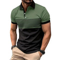 The 2025 summer new men's POLO shirt features a casual fashionable soft and comfortable 3D striped pattern print