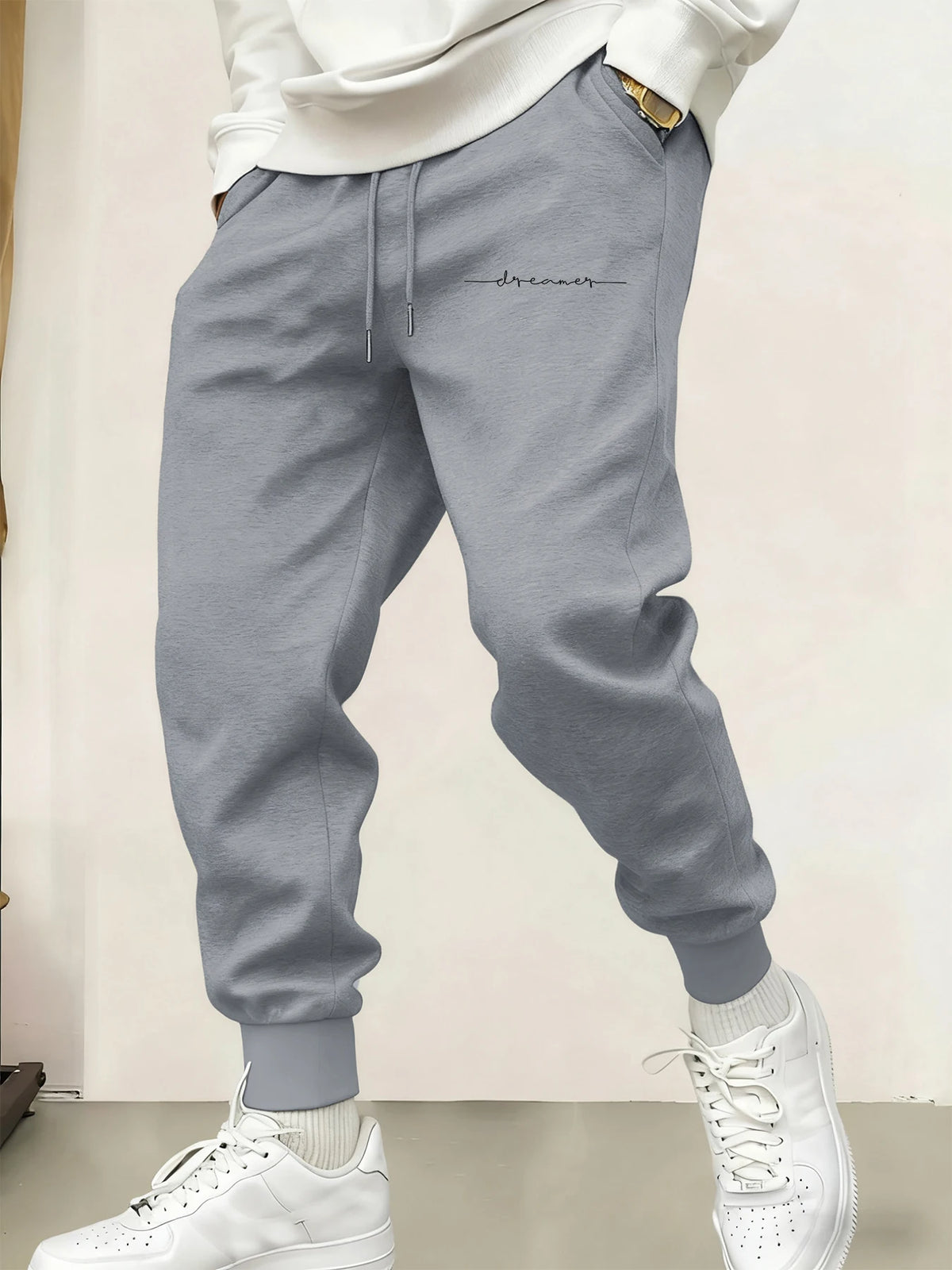 Cursive Fonts Creativity Prints Man'S Casual Long Pants Drawstring Sports Pant Warm Joggers Sweatpants Fleece 10 Colors Trousers