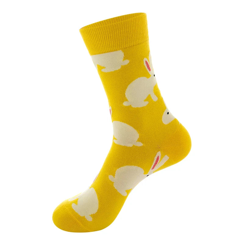 Funny Socks Men Women Casual Cartoon Beer Hamburger Egg Sausage Ice Cream Avocado Heart Sokken Unisex Novelty Skateboard Meias
