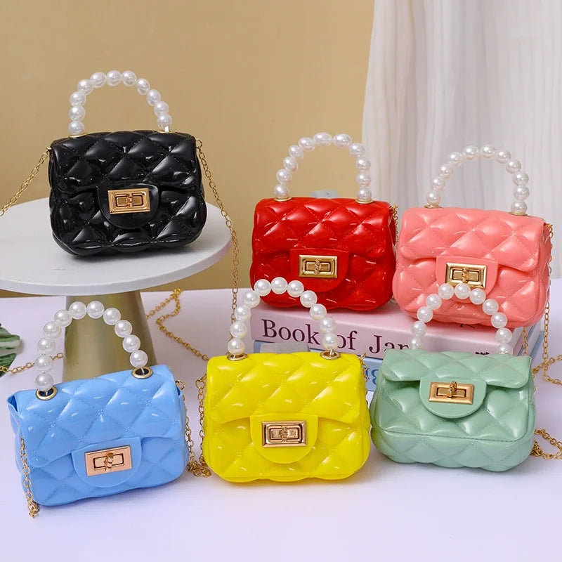 Fashion Kids PVC Leather Crossbody Bags Girls Heart Shoulder Bags Children Mini Coin Purses Jelly Bag Kids Handbag Gifts ﻿