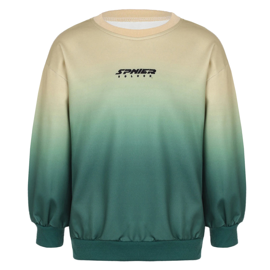 Kids Boys Girls Gradient Sweatshirt Letter Print Round Neck Long Sleeve Pullover Elastic Cuffs Top for Everyday Wear Playwear