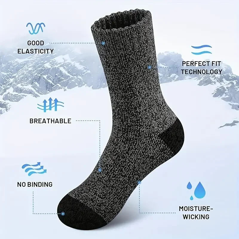 5 Pairs Merino Wool Socks for Man Women , Super Thick Hiking Sock Men's Thermal Socks for Cold Weather Men Woman Snow Socks