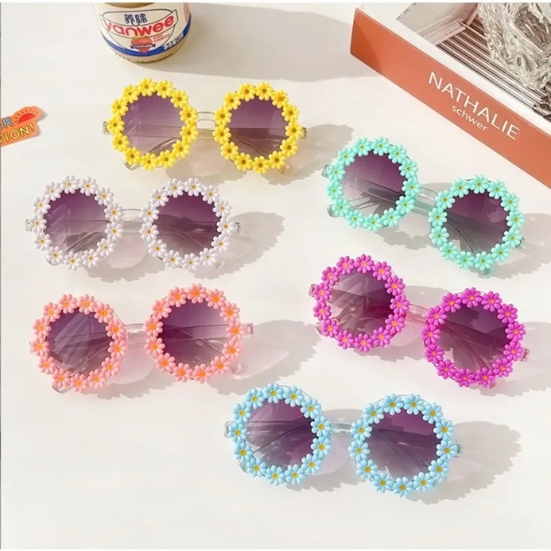 Kids Sunglasses Children Round Flower Sunglasses Girls Boys Baby Shades Glasses UV400 Outdoor Sun Protection Eyewear