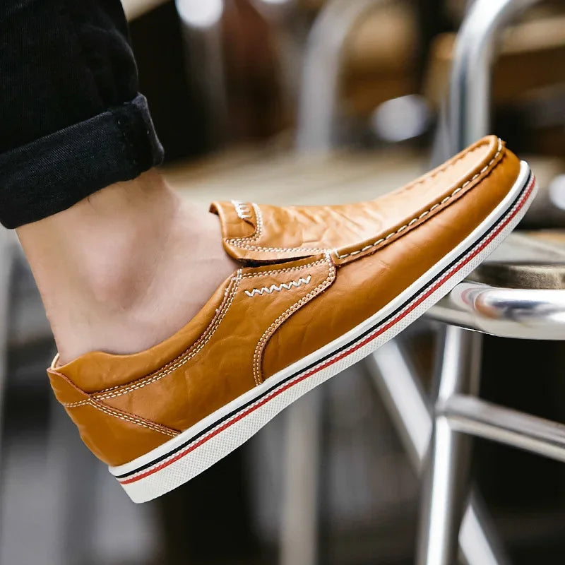 Plus Size Men's Loafers Outdoor Comfort Flat Moccasin Shoes Men's Genuine Leather Casual Party Driving Shoes Zapatos De Hombre