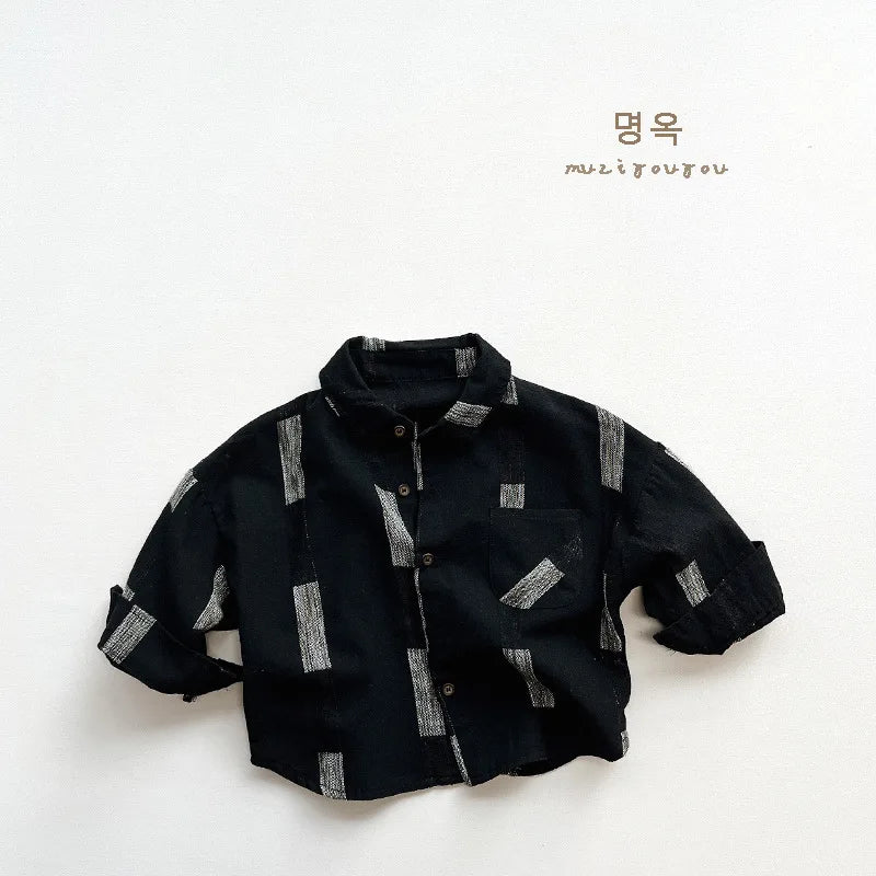 Kids Fashion Shirt Spring Loose Cardigan Children Girls Soft Comfortable Blouses Cotton Vintage Shirts Boys Spring Clothes