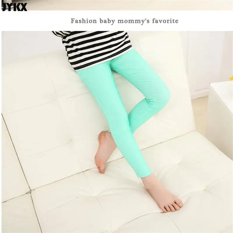 2025 Kids Girl Pants Spring Autumn Candy Color Elastic Pencil Trousers Child Solid Leggings For 2-11Y Children Clothing