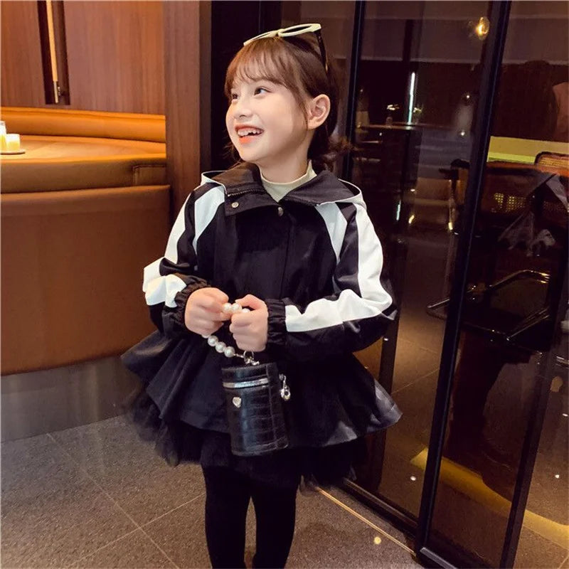 Girls New Jackets Children's Spring Autumn Coats Kids Hooded Mesh Outerwear Teenager Casual Top Big Kids Windbreaker Clothing