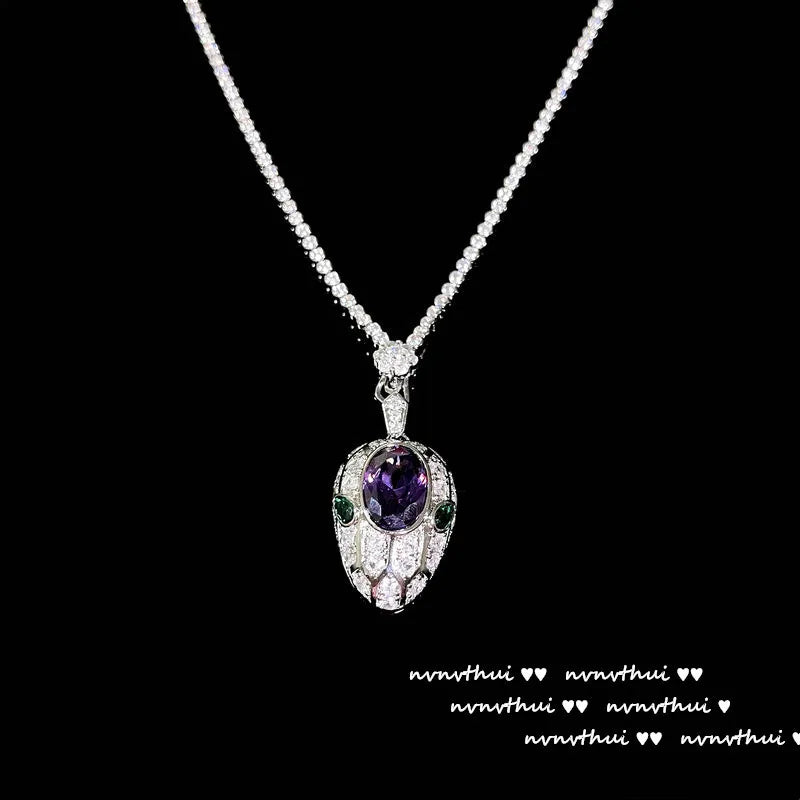 Women's New Fashion 925 Sterling Silver Jewelry Sets for Women Silver Color Luxury Zircon Snakce Necklace/Ring/Earring/Bangle