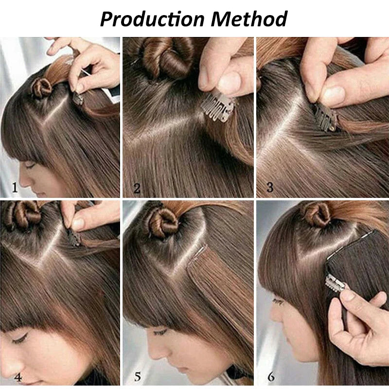 WIGSIN 24Inch Synthetic 7Pcs/set Long Straight Hair Extension 16Clips Hairstyle Black Blonde Hairpiece for Women