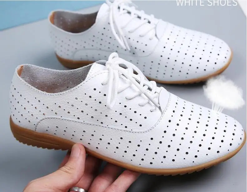 2026 New Women Flats Spring Autumn Woman Loafers Genuine Leather Female Shoes Lace up Soft Comfortable Ladies Women's Shoes