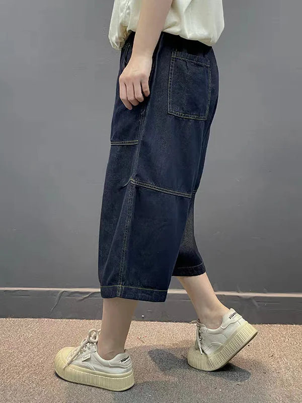 Artistic Vintage Women's Jeans High Waist Loose Fit Casual Pants Seven-Foot Thin Style Harlan Trousers Commute Style Pocket E...