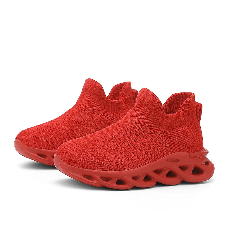 Boys' Shoes 2025 Spring/Summer New Children's Mesh Breathable Sports Shoes Girls' Slip-On Socks Soft-Soled Running Shoes