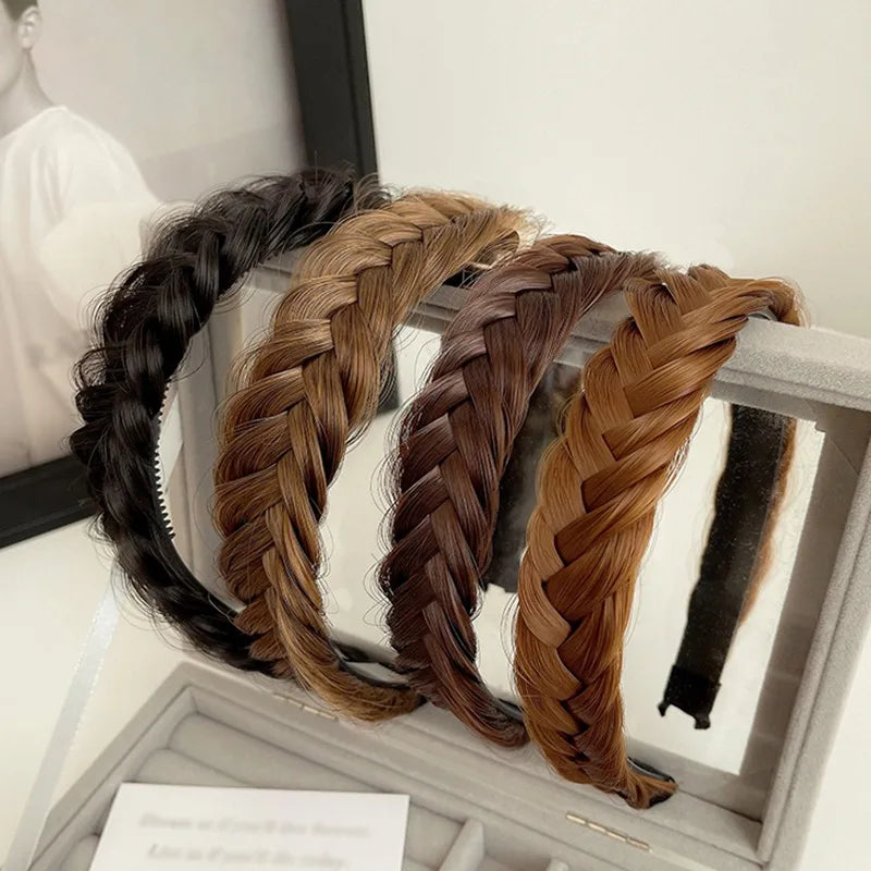 Women Synthetic Wig Twist Braided Hair Bands Fashion Braids Hair Accessories Women Bohemian Nature Headband Stretch for Party