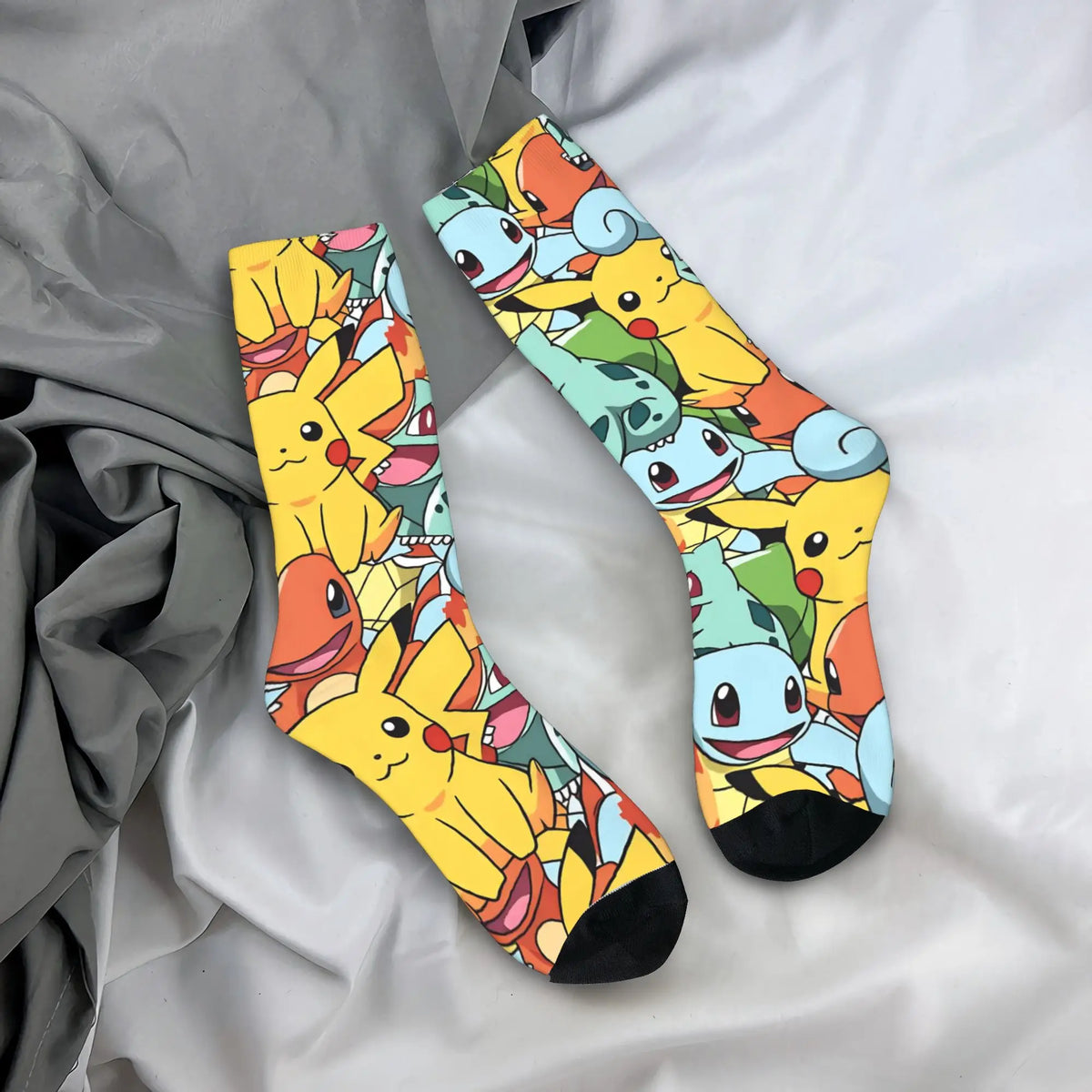 Men's Socks Pokemon Characters  Stockings Non-Slip Comfortable Socks Autumn Modern Design Outdoor Sports Socks