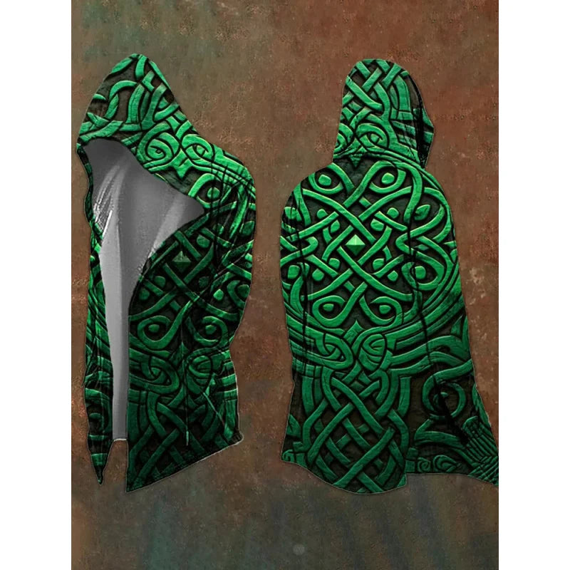 New style hoodie2025Cross-border European and American Style Men's Hoodie Cardigan Tough Guy No Zipper Printed Halloween Hooded