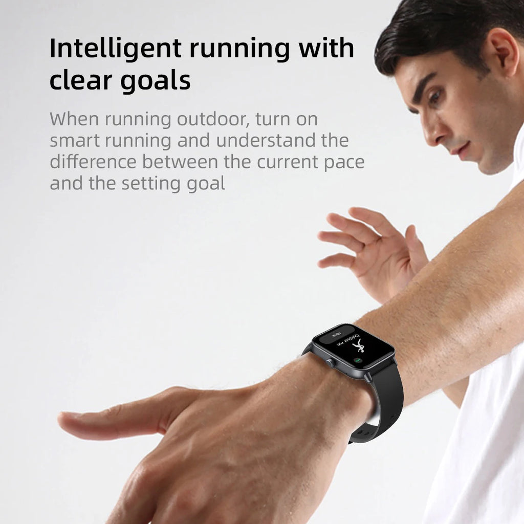 Smart Watches For Men Women Blue Tooth Call Smartwatch 1.8 Inch Bracelet Waterproof Sports Fitness Voice Assistant Heart Rate