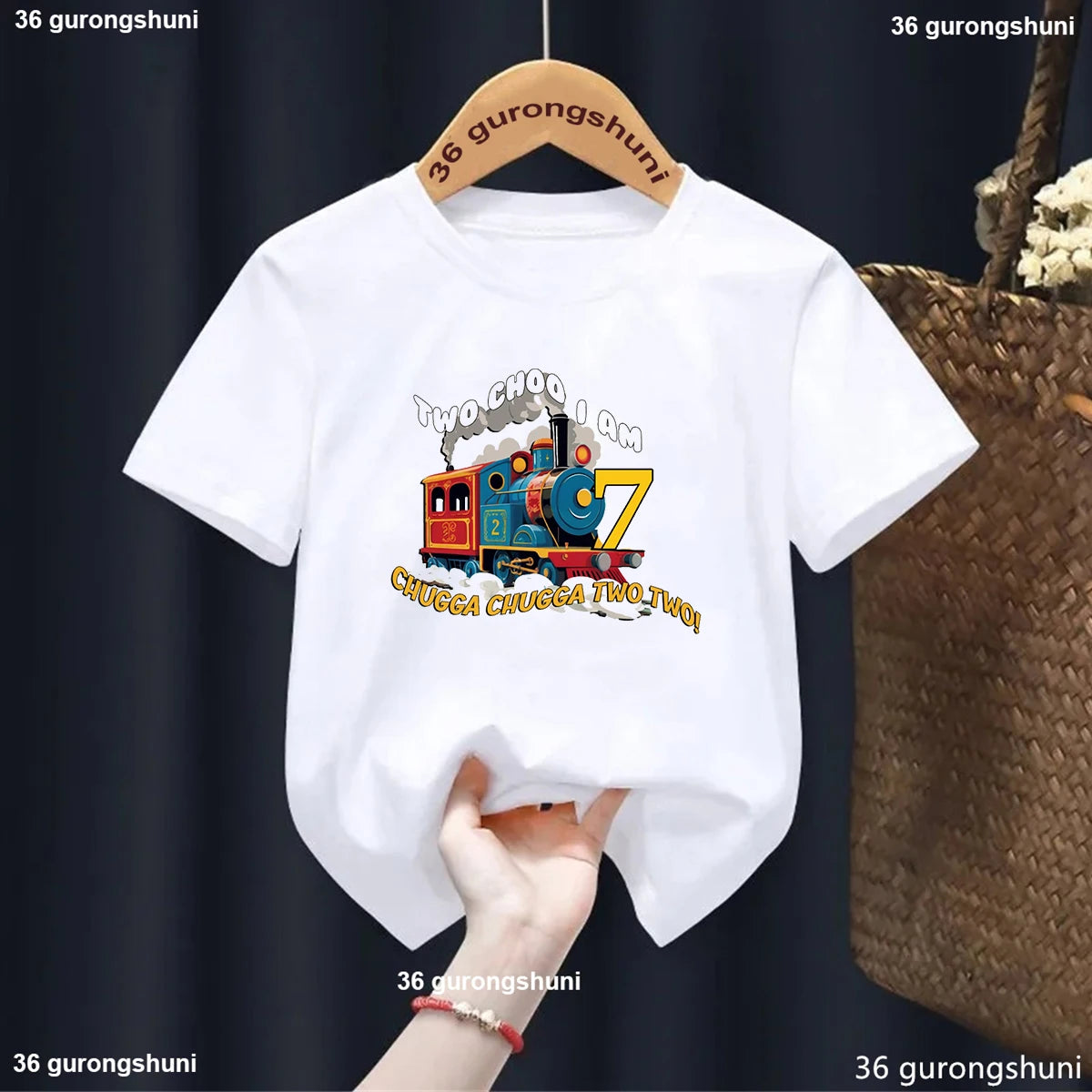 2025 Newly Children T-Shirts Train Birthday 1-8 Graphic Printed Tshirt, for  Boys Girls Casual Short Sleeve Tee Tops Kid Clothes