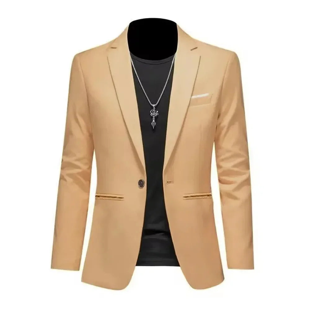 Men's Fashion Light Luxury Casual Business Suit Autumn New Slim Fit  Non-ironing Suit Jacket Solid Color Basic Suit Male Clothes