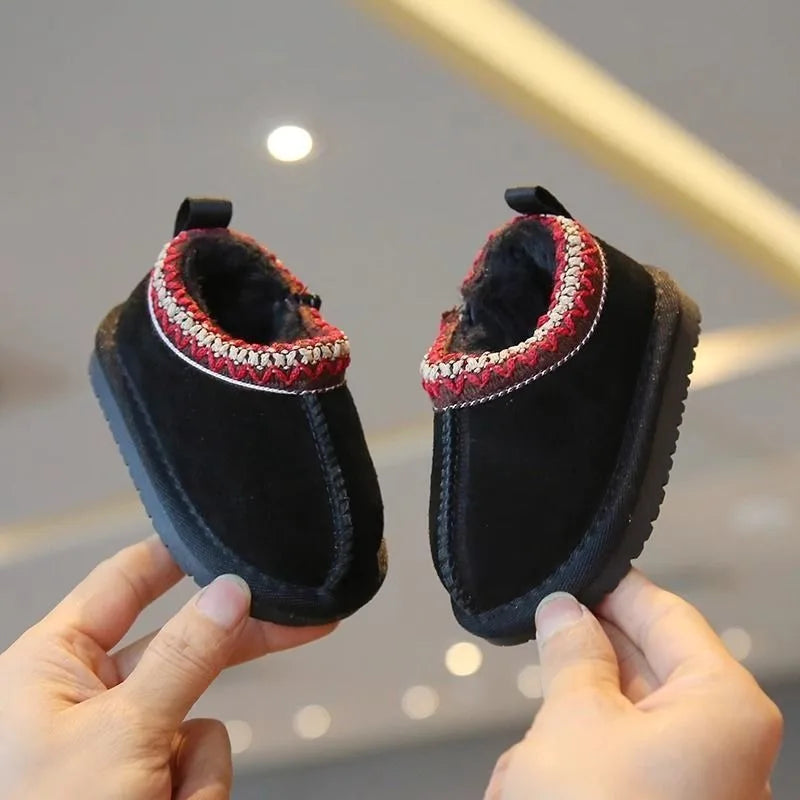 Children's Winter Snow Boots Warm Cotton Shoes for Toddler Little Kids Boys Girls Fleece Lined Thickened Ethnic Trendy Footwear