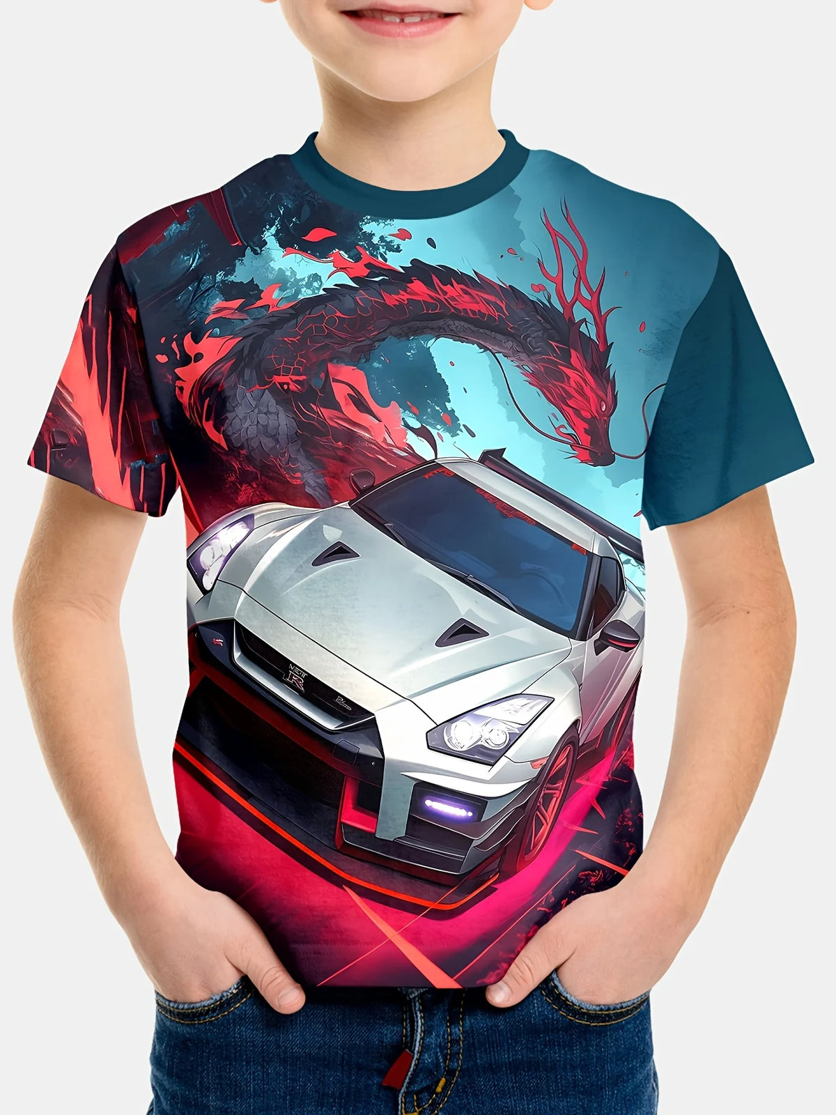 Kids Clothes Boys Tshirt Short Sleeve Stylish Car Racing Graphic T Shirts Children Summer Clothes Casual Streetwear Boys Clothes