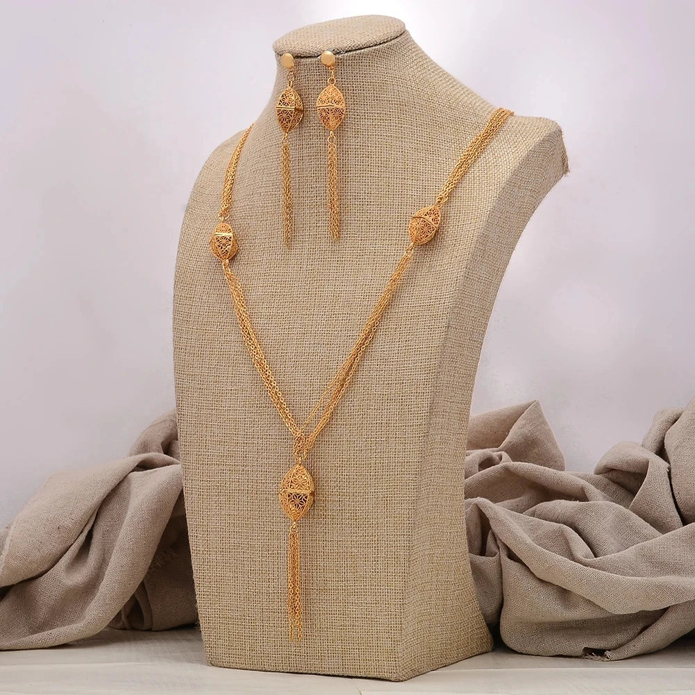 Women Jewelry Set Gold Plated High Quality Party African Bridal Flower Jewelry Set