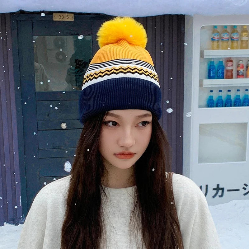 Autumn/winter Women's Knitted Wool Hat With A Large Head Circumference A Relaxed Style Warm And Cold-proof