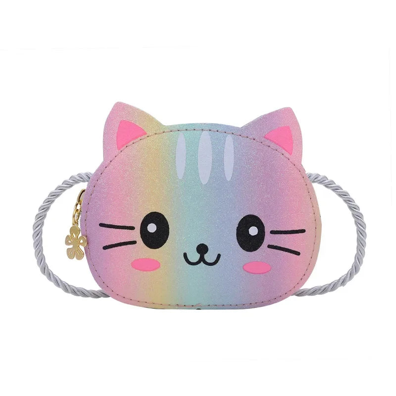 Cute Baby Kids Mini Coin Purse Handbags Boys Girls Wallet Pouch Crossbody Bags Lovely Cartoon Cat Children's Small Shoulder Bag