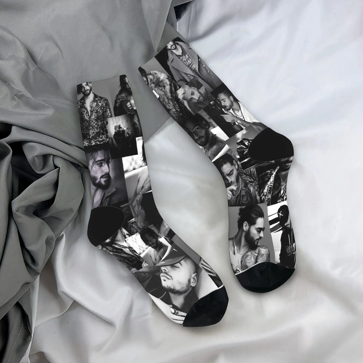 Women Men Socks Maluma Rapper  Stockings Autumn Trendy High Quality Socks Printed Climbing Non-Slip Socks