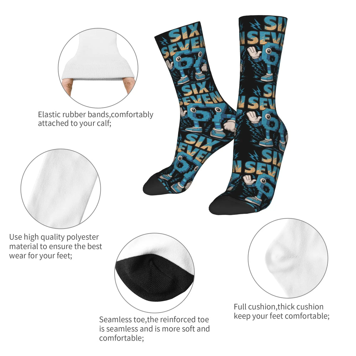 Adults Men Socks Meme 67 Six Seven 6 7 Italian Brainrot  Stockings Winter Novelty Warm Soft Socks Sports Anti Bacterial Socks