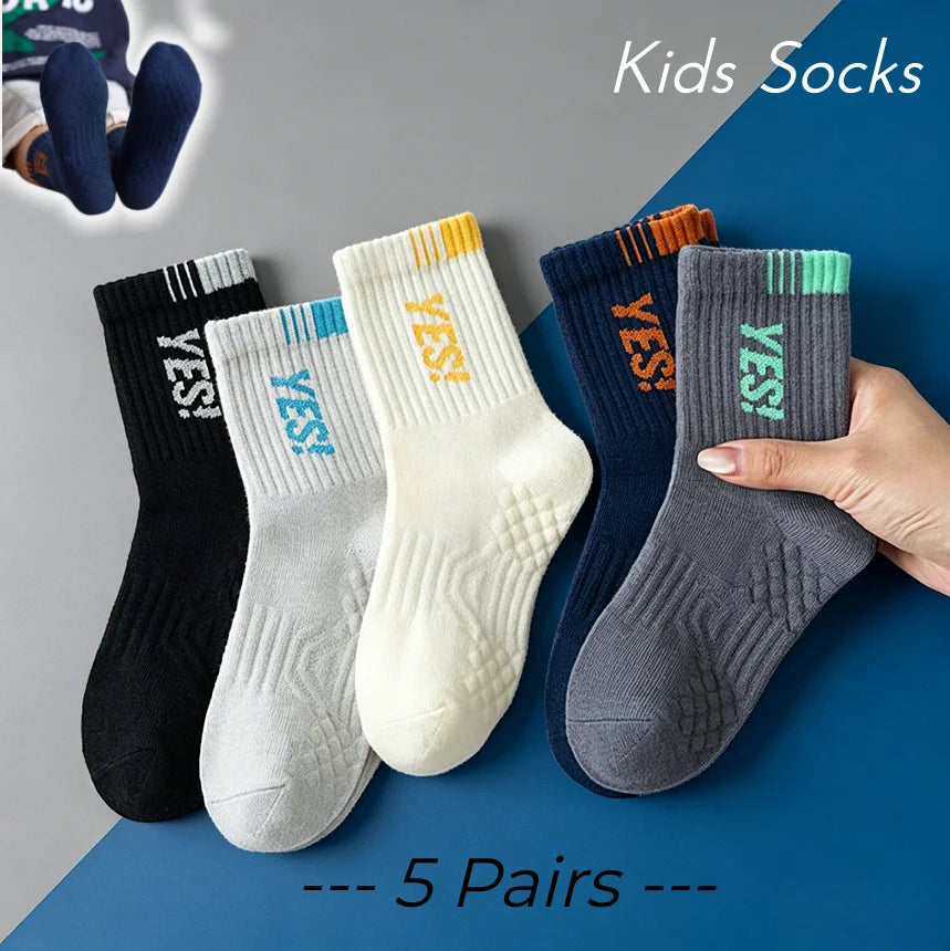 5 Pairs Baby Socks Spring Autumn New Cotton Socks Kids Sport Sock 1-14T Boys Letter Pattern
