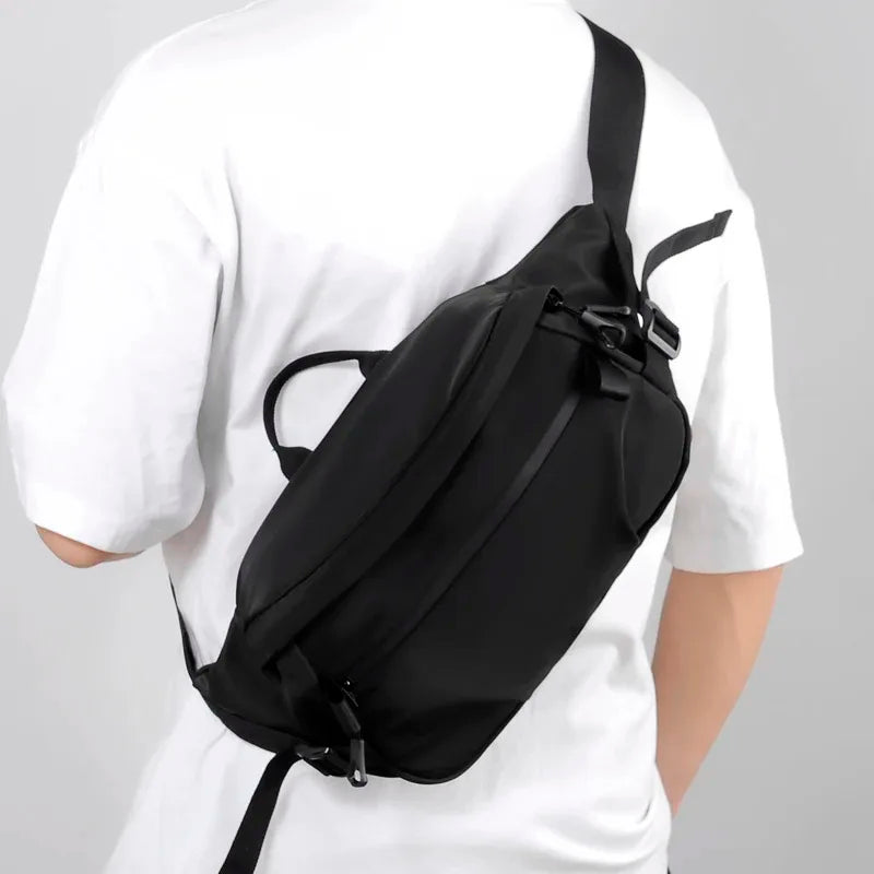 Men multifunctional laptop waist packs trendy computer messenger bag men Sports chest bag large capacity diagonal shoulder bag
