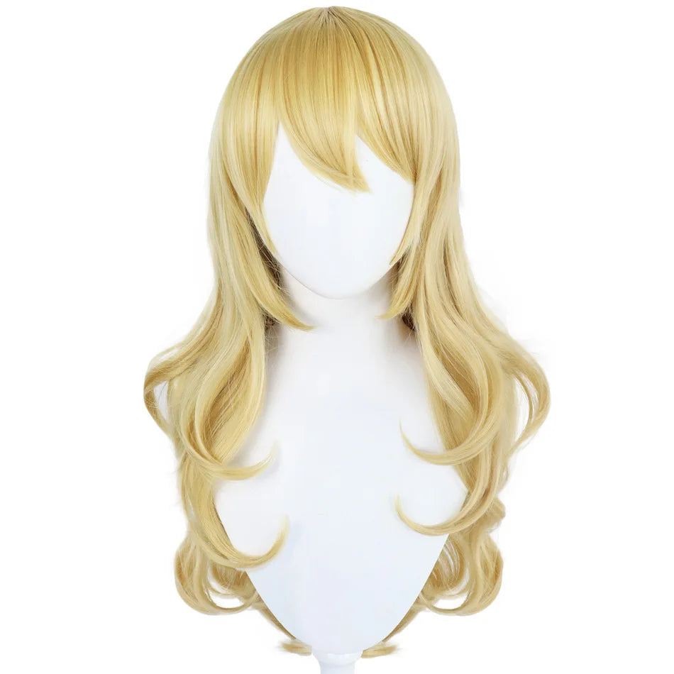 Women Princess Peach Cosplay Wig Styled Peach Girl Gold Hair Costumes Game Cosplay Princess Wig Peach Crown Cosplay Long Wavy