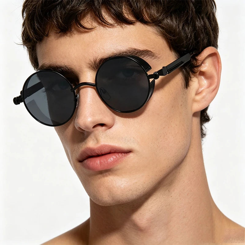 Steampunk Sunglasses For Men Women Round Frame Driving Outdoor Sports UV400 Sun Glasses Fashion Trend Retro Male Female Eyewear