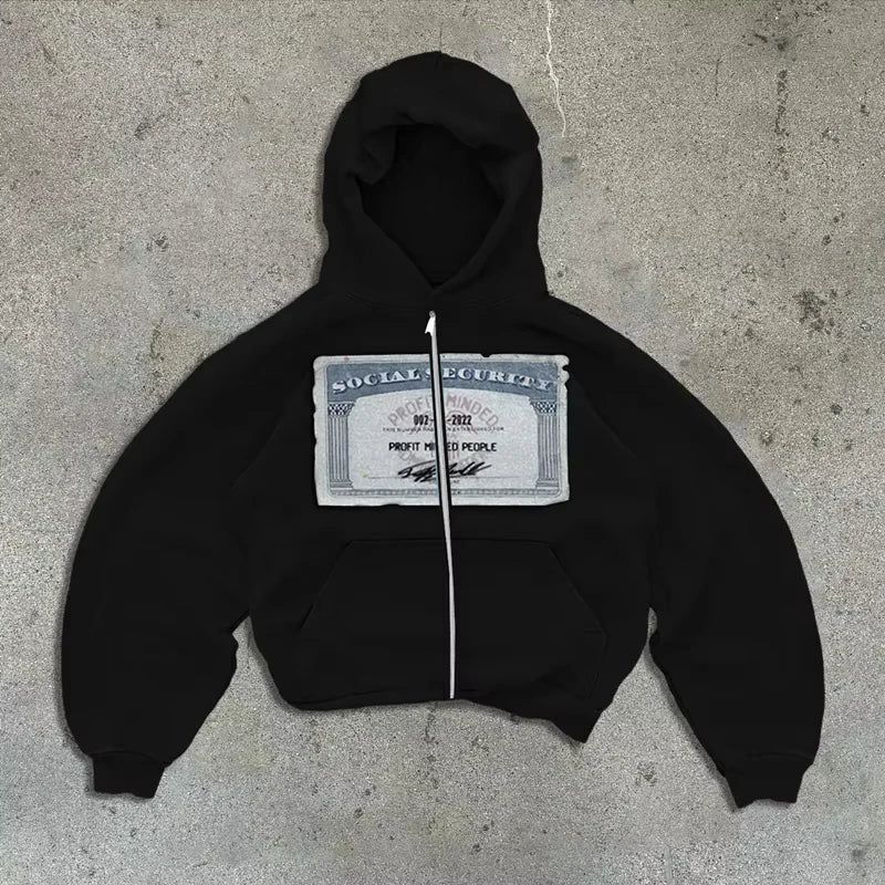 Retro Autumn Hoodies For Men And Women Printed Personalized Patterns Street Style Street Hooded Cardigan Long Sleeves