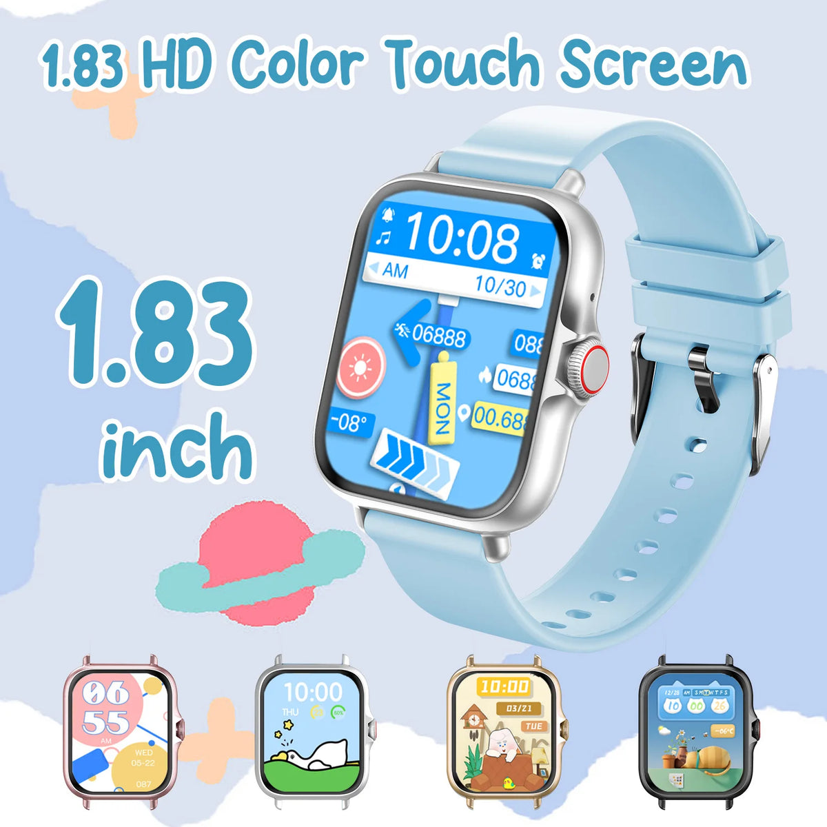 Smartwatch Kids 1.83-inch Screen Sports Tracking Real-Time Weather 200mAh Battery Bluetooth Call/Music Parent-child interaction