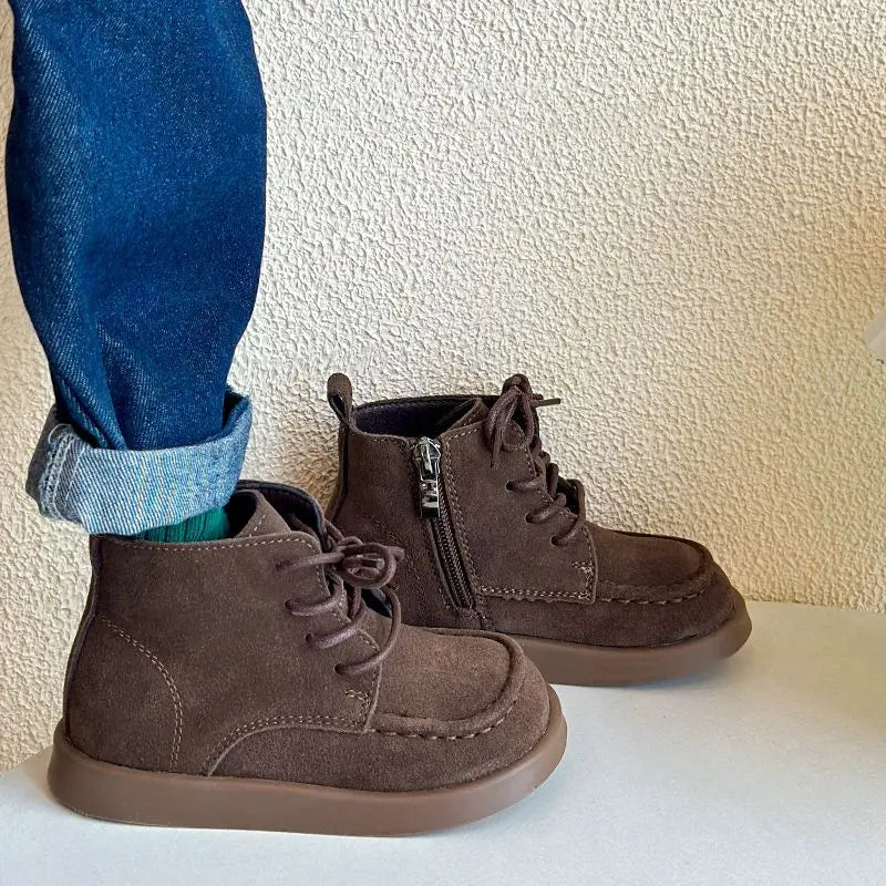 Little Boys Shoes Fashion Kids ankle boot child leather shoes 1-6Years Old babys Ankle Boot Mocha nude booties Brown Coffee