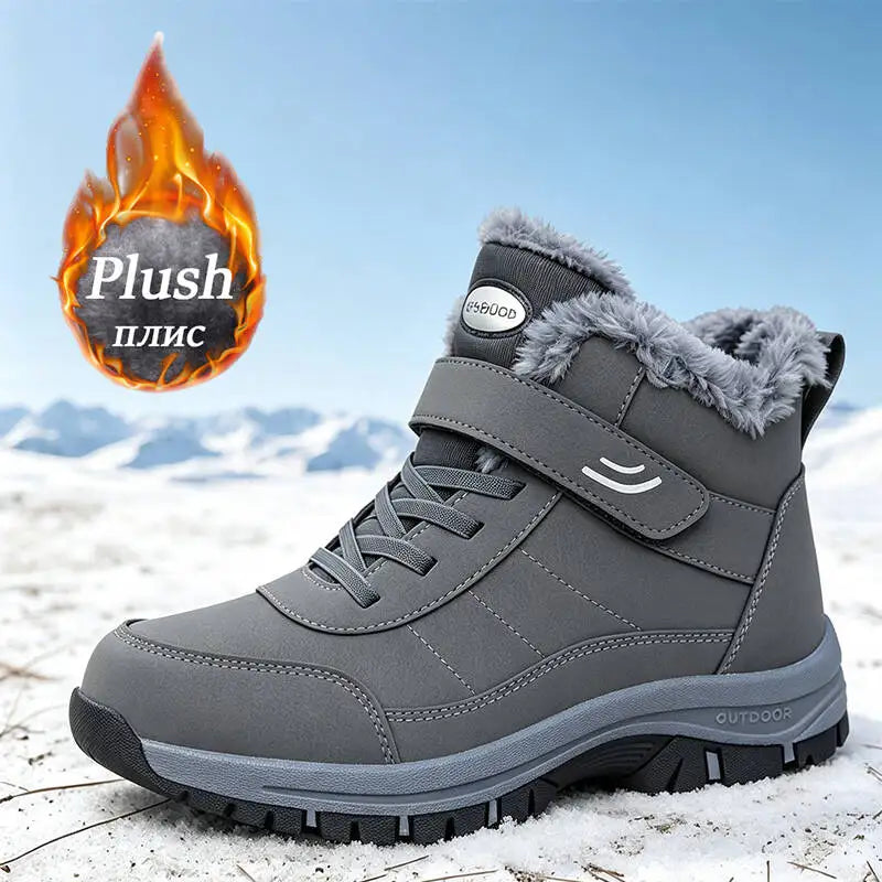 Men Boots Winter Snow Boots Outdoors Man Plush Warm Causal Shoe Waterproof Men Boots Male Sneakers No Water Seepage Ankle Boots