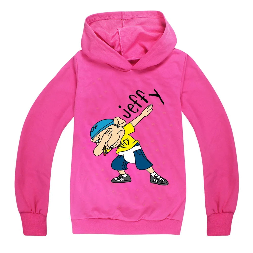 2026 Autumn Anime Jeffy Puppet Hoodies Teenager Boys Hoodie Kids Sweatshirts Girls Leisure Outwear Children Pullovers Streetwear