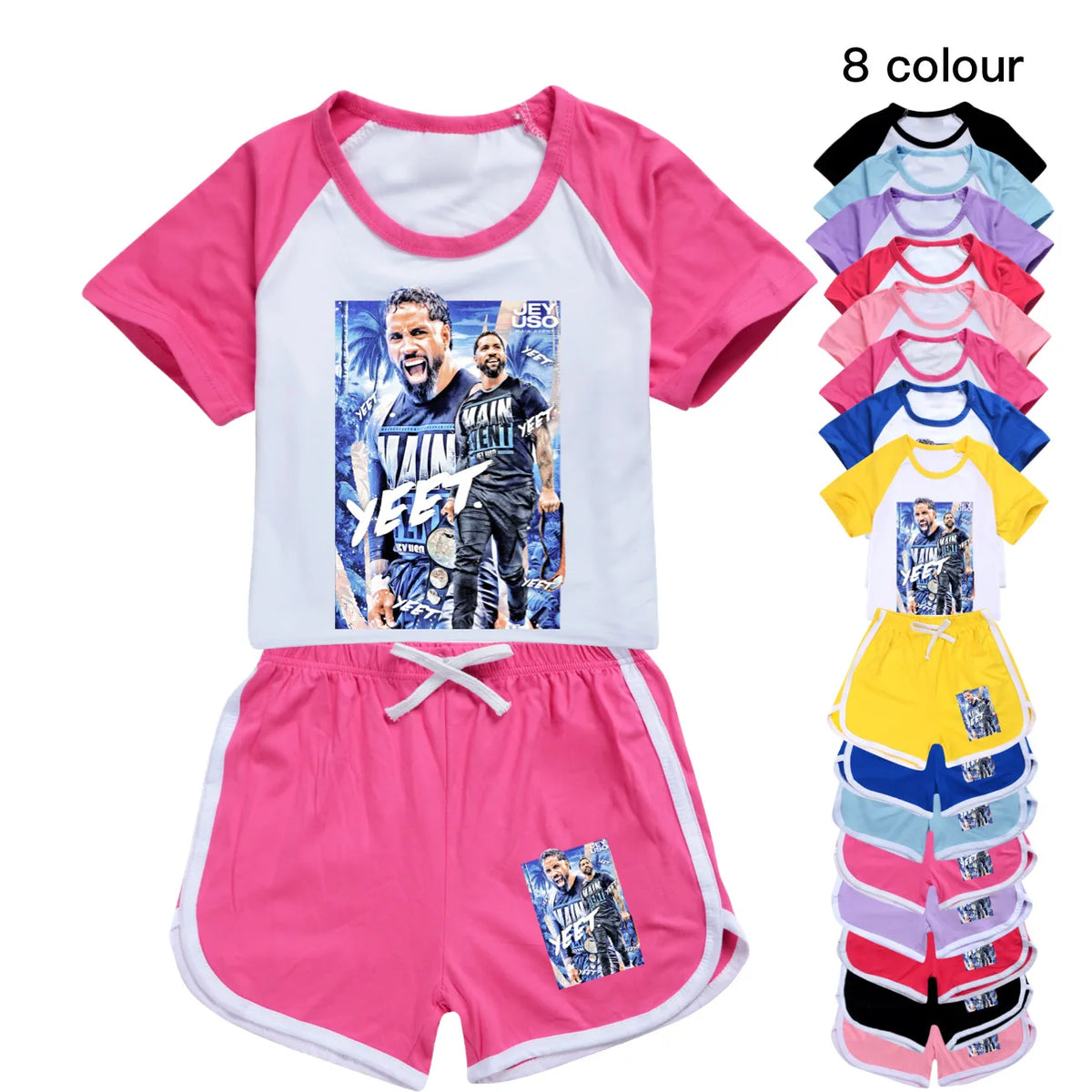 Funny Wrestler Jey Uso Graphic T Shirt Kids Cartoon Printed T-shirt Shorts 2pcs Set Toddler Girls Sportsuits Boys Streetwear3952