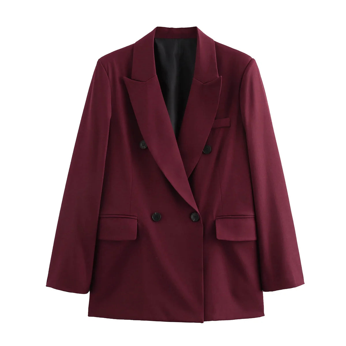 HXAO Burgundy Jacket Blazers Women's Long Sleeve Suit Jacket Office Wear Double-Breasted Long Blazer Woman Chic Oversized Blazer