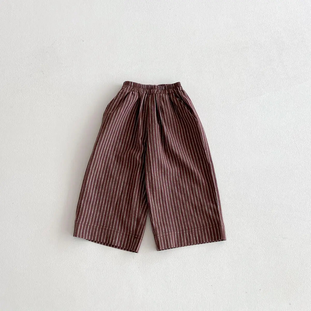 Boys Girls Linen Cotton Stripe Trousers For Children's Clothes Fall Spring Boy Loose Casual Harem Pants Kids Long Pants for 1-6T
